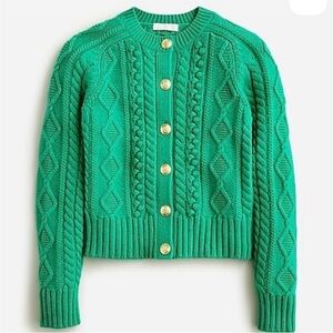 J. Crew Emerald Cable Knit Cardigan